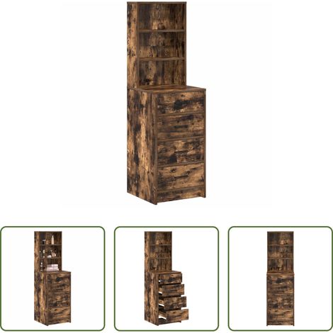 vidaXL Armoire chêne fumé - Haut Armoire Chêne fumé 40 x 41 x 135 cm Bois d'ingénierie (1/5)