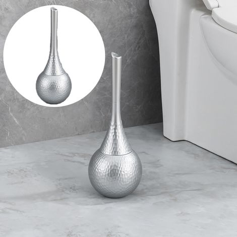 Brosse de toilette argent, manche long avec base, brosse de nettoyage pour toilettes, pour salle de bain (1/5)