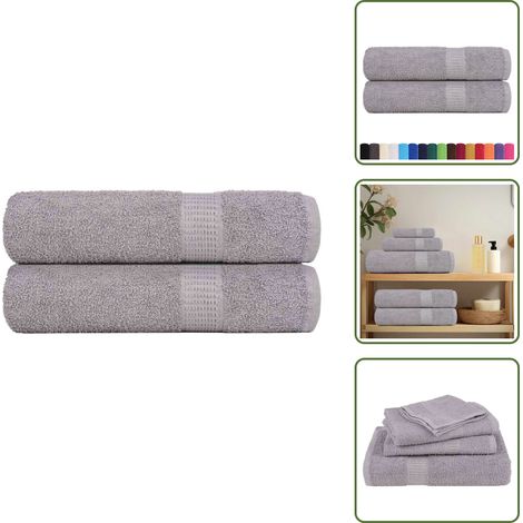 Handtücher 2 Stk. Grau 50x100 cm 360 g/m² 100% Baumwolle - Handtuch - Handtücher - Badetuch - Gesichtstuch (1/5)