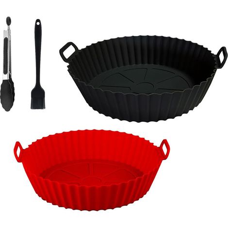 Set di 4 vassoi in silicone per friggitrice ad aria - Accessori per friggitrice ad aria - Senza BPA - Riutilizzabili - Alternativa alla carta da forno (1/2)