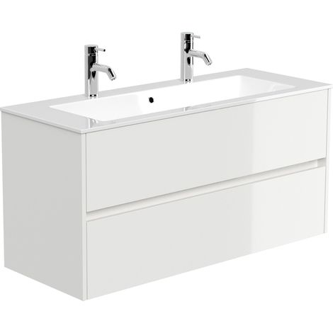 Doppelbadmöbel Taifun und Waschtisch 120 cm 2 Greif SoftClose weiß Hgl