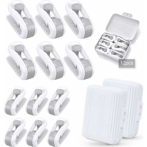 12 Bettbezugclips, rutschfeste, nadelfreie Bettlakenclips zur Befestigung von Bettdecken (Weiß + Weiß) - (1/5)