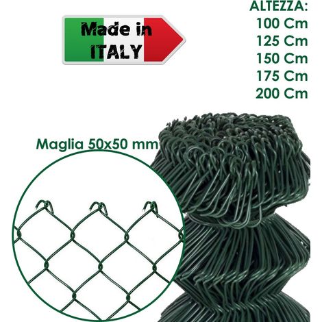 ROTOLO 25 m RETE METALLICA ZINCATA PLASTIFICATA PER RECINZIONE A MAGLIA LIBERA - H 100 cm (1/2)