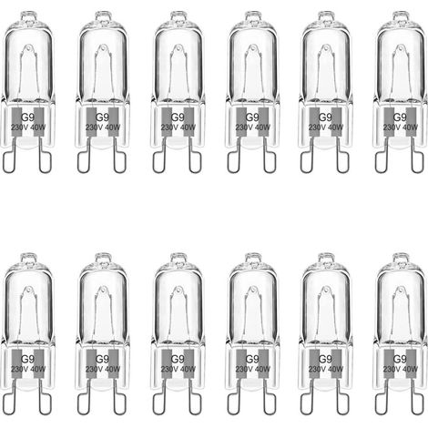 Bombilla halógena G9 de 40 W, regulable, 230 V, para horno, microondas, lámpara de mesa, paquete de 12 unidades. (1/5)