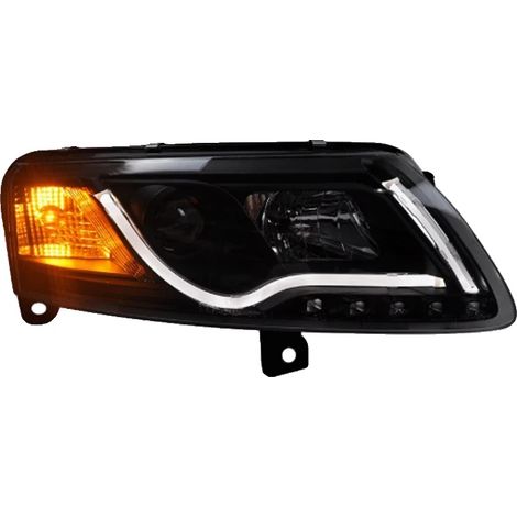 Conjunto de faros delanteros, compatible con faros LED AUDI A6 C6 2009-2011, tecnología LED, diseño de lente de proyector, 05-08 (1/2)