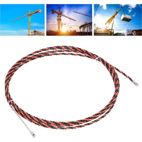 Câble en acier torsadé rouge et noir de 5 mètres pour levage par grue à tour d'ascenseur, avec fil d'acier revêtu de plastique (1/5)