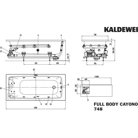 Kaldewei 274860260001 BW CAYONO Mod.748 FULL BODY, 1600 x
