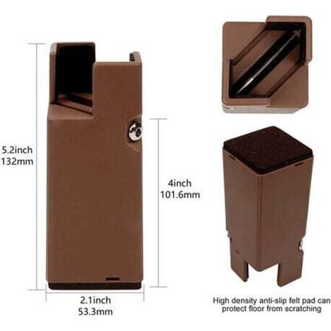4 PCS Rehausseurs de Lit Réglables 22-42mm Rehausseur Meuble 10cm pour Pieds de Chaise Table Canapé avec Pince à Vis Marron