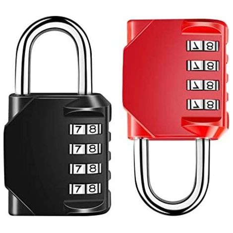 Cadenas Code,2 Pièces cadenas 4 Chiffres Cadenas Code Alliage de Zinc Cadenas Casier Robuste et Sûr Cadenas Valise Cadenas Code Pour Dortoir Gymnase (Rouge et Noir)