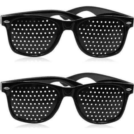 Lot de 2 lunettes à trous sténopéiques noires unisexes pour améliorer la vue. (1/3)