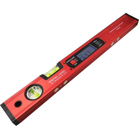 Transportador de ángulos digital, instrumento de medición de ángulos, 360 grados con imán, 400 mm, rojo, fabricado en aleación de aluminio. (1/5)