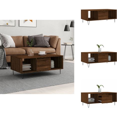 Table basse Chêne marron 90x50x36,5 cm Bois d'ingénierie - Table Basse - Meuble Salon - Table D'appoint - Table Design - Mobilier Contemporain (1/5)