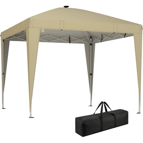 Faltbarer Gartenpavillon 3x3 m mit LED-Beleuchtung, verstellbarer Höhe, Fernbedienung und Tragetasche inklusive