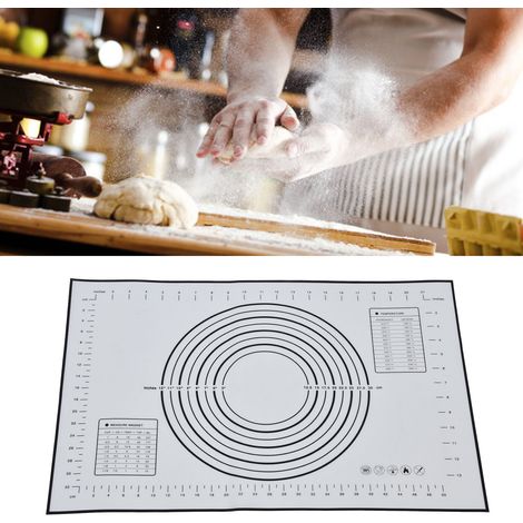 Tapis de pétrissage en silicone et fibre de verre, tapis de cuisson pour four, grand format, épais, avec graduations, surface de travail, tapis à étaler et tapis à pâte. (1/5)