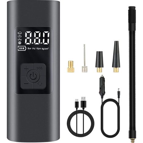 6000mAh Mini Portable Compressor Car Tire Inflator 150Psi Electric Bicycle Pump with SOS Light Rechargeable Air Pump with Large LCD Display for Car Tires Motorcycle Balls