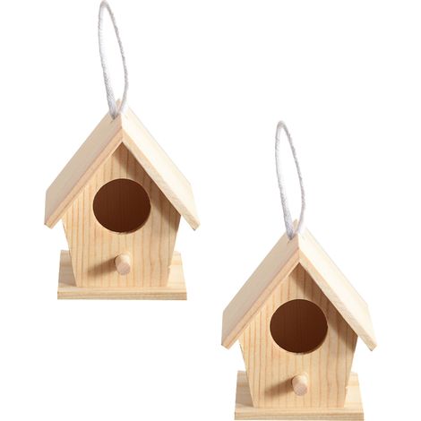 Lot de 2 nichoirs en bois, suspendus, décoratifs, pour jardin, terrasse (1/5)