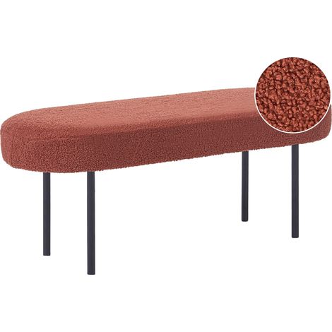 Panca Boucle con gambe in metallo, seduta ovale imbottita marrone dorato Wolfeboro