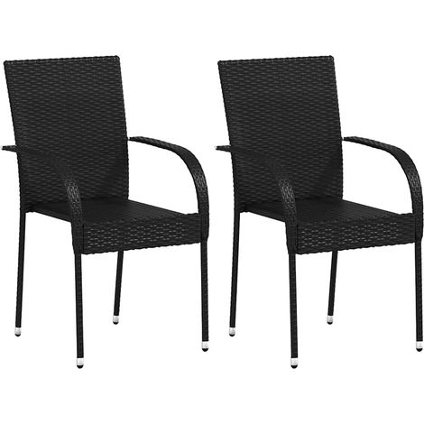 Maison Exclusive - Stapelbare Gartenstühle 2 Stk. Poly Rattan Sch (1/5)