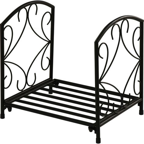 Outsunny Portalegna da Interno ed Esterno in Ferro 50kg di Legna Nero (1/5)