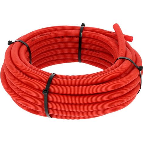 Pbtub – Tube PER prégainé Ø20x25mm rouge – Longueur 50m – Gaine polyéthylène réticulé pour distribution fluide – Norme NF EN50086.2.2