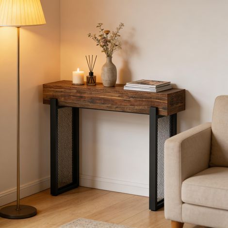 Console d'entrée compacte, table d'appoint pratique pour salon, support TV mural (meuble seul) (1/5)