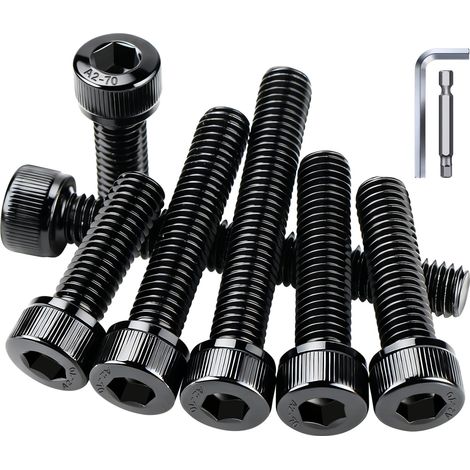 Boulon Inox M6x12 mm, 30 Pièces Vis a Tête Cylindrique avec Six Pans Creux DIN 912/ISO 4762 Vis à Tête Fraisée Hexagonale Acier Inoxydable A2 V2A Noires pour Fixer Pieds de Table (1/5)