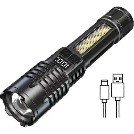Lampe torche LED haute puissance, rechargeable par USB-C, étanche (1/5)