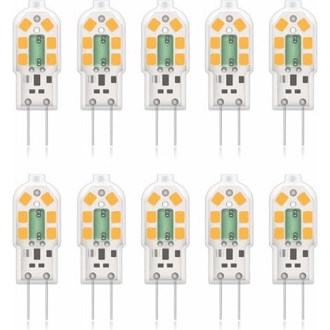 G4 2W LED Ampoule, 20W Ampoules Halogènes équivalentes, Blanc Chaud 3000K,200Lm,12x SMD,12V AC/DC - Pack de 10 [Classe énergétique A+] (1/4)