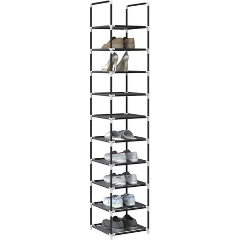 vidaXL Scarpiera 10 Ripiani Nera 33x33x174 cm in Tessuto Non Tessuto (1/5)
