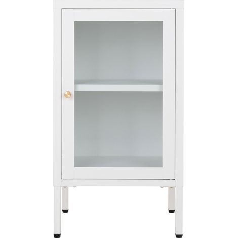 Armadietto Dalby in acciaio e vetro bianco 38x35x70 cm
