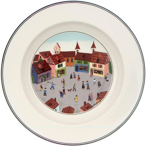 Villeroy & Boch Design Naif Piatto Fondo Villaggio, Porcellana, Bianco, 21 cm (1/3)