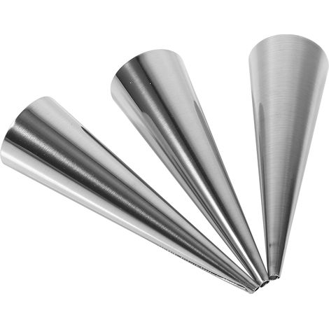 Lot de 3 moules à cannoli en inox antiadhésif, tubes à croissant pour pâtisserie, taille S (1/3)