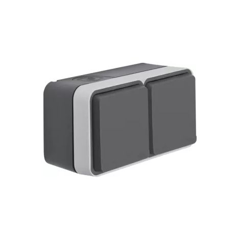 Berker W.1 Doppel-Horizontalsteckdose mit/ohne vollständige 2 Eingänge IP55 grau 6768823525 (1/2)