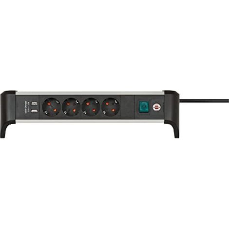 Brennenstuhl 1391040410 Multipresa con interruttore Argento, Nero Schuko 1 pz. (1/4)