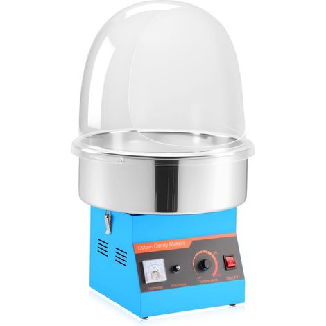 Machine à Barbe à Papa Électrique 1000W Professionnelle avec Couvercle, Bol en Acier Inoxydable et Cuillère à Sucre, Idéale pour Fêtes Foraines, Anniversaires et Réunions de Famille, Bleue (1/5)