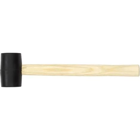 RHINO 18502 MARTELLO IN GOMMA 250 G NERO CON MANICO IN LEGNO - GARANZIA A VITA - ALTA QUALITÀ - UTILIZZABILE PER TUTTI I TIPI