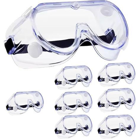 Lot de 8 Lunettes Masque de Sécurité Anti buée Résistantes aux Produits Chimiques Protection des Yeux Transparente Pour Maison, Laboratoire, Lieu de Travail (1/5)