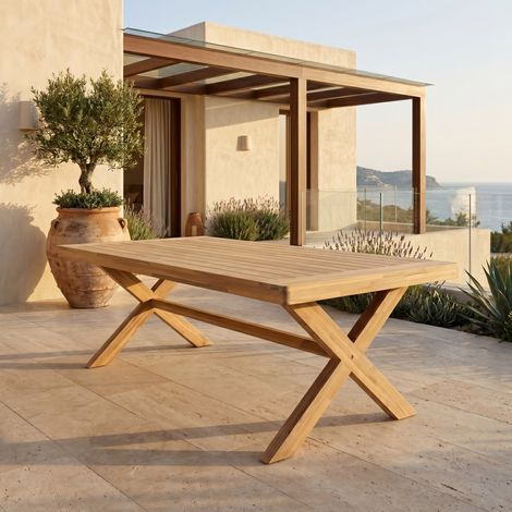 Table de Jardin Eloise - Bois Clair - 8 Places - Acacia Massif FSC Effet Teck - 240 x 100 x H75 cm (1/4)
