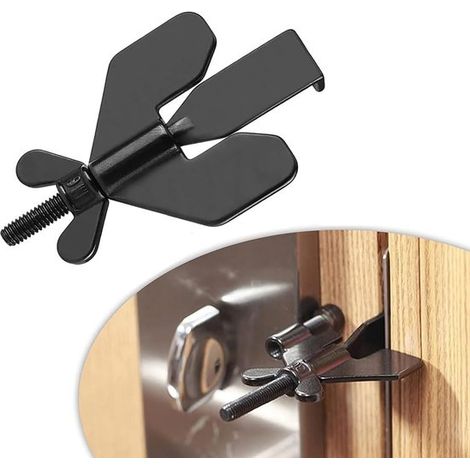 Cerradura de seguridad antirrobo portátil de acero inoxidable para puertas batientes - Negra (1/5)