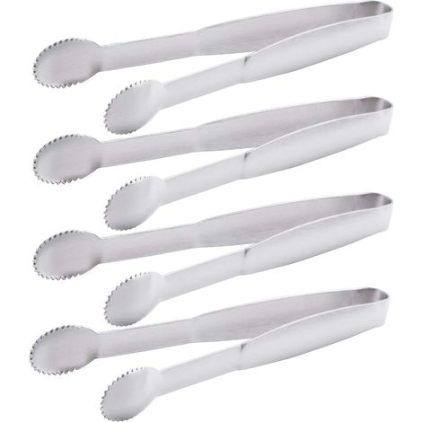Lot de 4 mini pinces de service en acier inoxydable de 14,6 cm, idéales pour les amuse-gueules, le thé, les cafés et les desserts.-AquaForge (1/5)