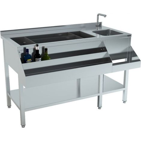 Bar à cocktails en inox avec évier - 1400 mm - Combisteel (1/4)
