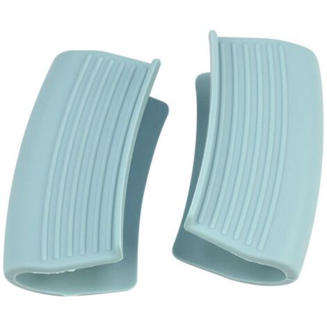 Lot de 2 protège-poignées en silicone résistants à la chaleur pour casseroles et poêles - Bleu nordique (1/4)