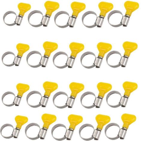 Colliers de serrage réglables pour tuyaux (8 mm-12 mm), en acier inoxydable (20 pièces, jaunes). (1/5)