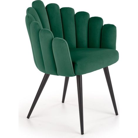 Chaise coquillage design en velours vert Amboise (1/5)