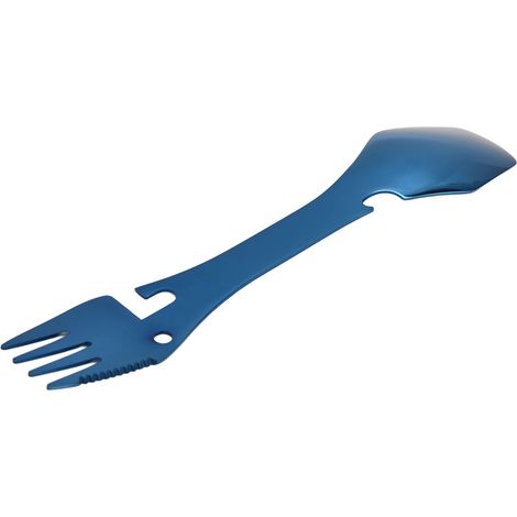 Multifunktionale Edelstahl-Gabel, Löffel, Flaschenöffner, Klinge und Schraubenschlüssel für den täglichen Gebrauch im Freien, Blau (1/5)