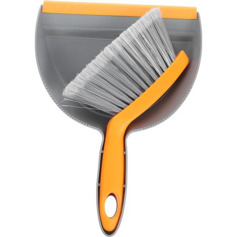 Mini kit de balayage gris-orange avec brosse et brosse – Kit de nettoyage compact pour bureau, cuisine, voiture et cages pour animaux de compagnie (1/5)