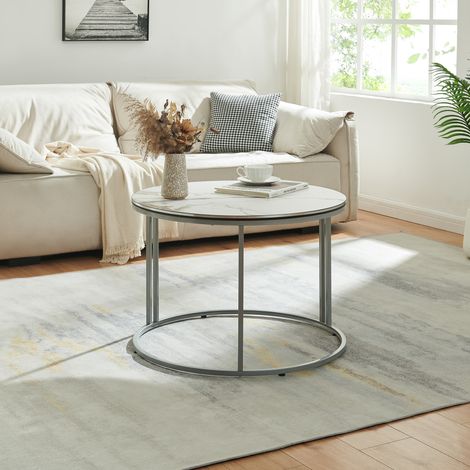 Couchtisch Aulum 50 x 70 cm Marmor, weiß / Silber [en.casa] (1/5)