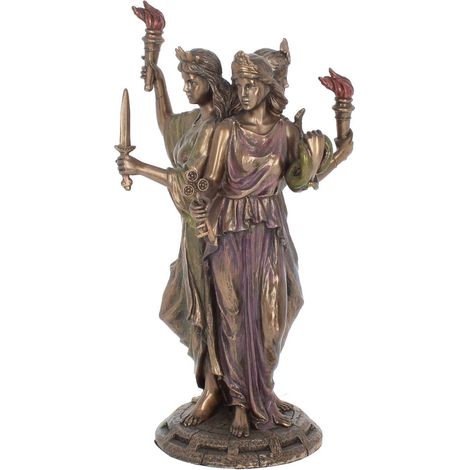 Hecate Déesse de la Magie Figurine Bronze 28cm, Décoration Mystique, Statue Magie, Idée Cadeau Magie et Sorcellerie