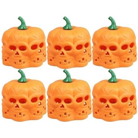 Pumpkin-shaped LED Candles - Pack of 6 - Red - Glowing Lantern Effect - Size 6x5.5 cm (1/4)