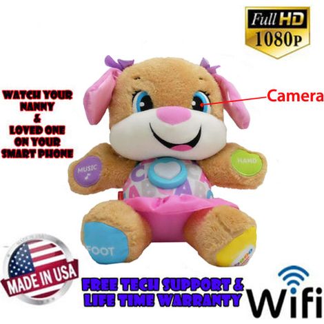 Chien en peluche pour enfant, Sécurité bébé avec Caméra Espion DVR cachée 1080P – HD avec WiFi, JOUET 32 GO avec longue autonomie et détection de mouvement (1/5)